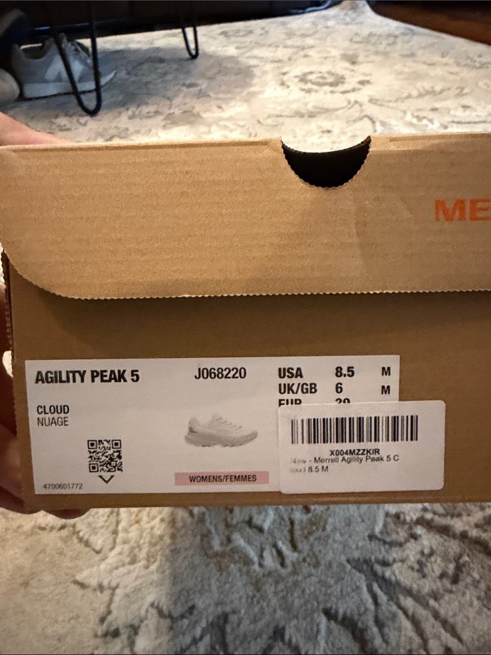 Merrell Agility Peak 5 Women’s 8 Chalk Ice Blue Vibram Trail Running Shoes